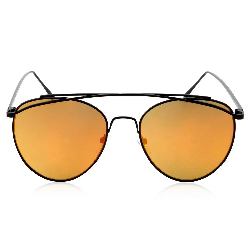 Sunglasses Women OS Black Brand New Madden NYC Aviator Double Bridge Orange Lens